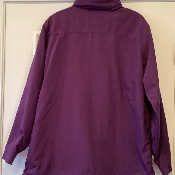 LL Bean Womens Full Zip Windbreaker Jacket Size Large Purple Packable Hood OTL43 - Picture 3 of 14